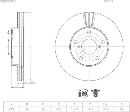 BOSCH 0 986 T16 051 - Bremžu diski ps1.lv