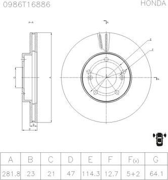 BOSCH 0 986 T16 886 - Bremžu diski ps1.lv