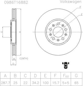 BOSCH 0 986 T16 882 - Bremžu diski ps1.lv