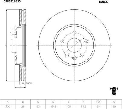 BOSCH 0 986 T16 835 - Bremžu diski ps1.lv