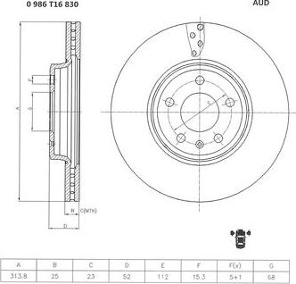 BOSCH 0 986 T16 830 - Bremžu diski ps1.lv