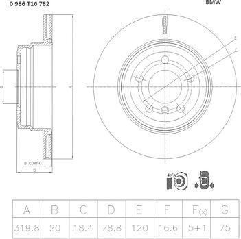 BOSCH 0 986 T16 782 - Bremžu diski ps1.lv