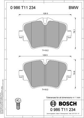 BOSCH 0 986 T11 234 - Bremžu uzliku kompl., Disku bremzes ps1.lv