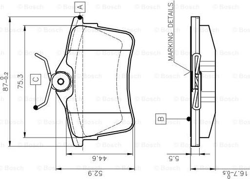 BOSCH 0 986 TB3 091 - Bremžu uzliku kompl., Disku bremzes ps1.lv