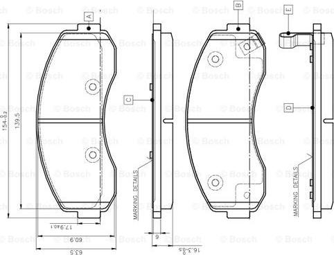 BOSCH 0 986 TB3 045 - Bremžu uzliku kompl., Disku bremzes ps1.lv