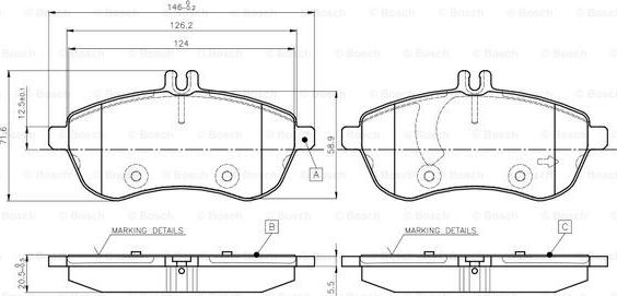 BOSCH 0 986 TB3 048 - Bremžu uzliku kompl., Disku bremzes ps1.lv