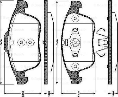 BOSCH 0 986 TB3 064 - Bremžu uzliku kompl., Disku bremzes ps1.lv