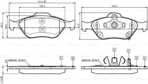 BOSCH 0 986 TB3 016 - Bremžu uzliku kompl., Disku bremzes ps1.lv