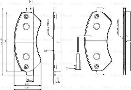 BOSCH 0 986 TB3 029 - Bremžu uzliku kompl., Disku bremzes ps1.lv