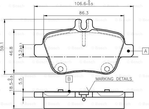 BOSCH 0 986 TB3 145 - Bremžu uzliku kompl., Disku bremzes ps1.lv