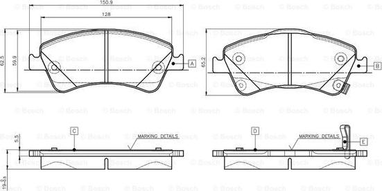 BOSCH 0 986 TB3 146 - Bremžu uzliku kompl., Disku bremzes ps1.lv