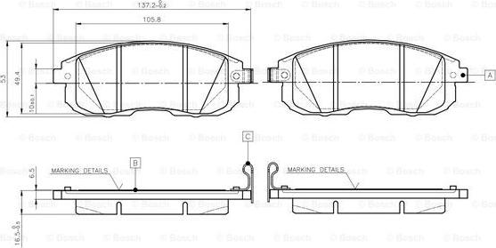 BOSCH 0 986 TB3 140 - Bremžu uzliku kompl., Disku bremzes ps1.lv