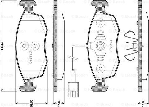 BOSCH 0 986 TB3 143 - Bremžu uzliku kompl., Disku bremzes ps1.lv