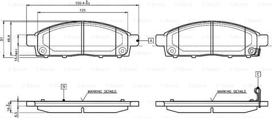 BOSCH 0 986 TB3 115 - Bremžu uzliku kompl., Disku bremzes ps1.lv