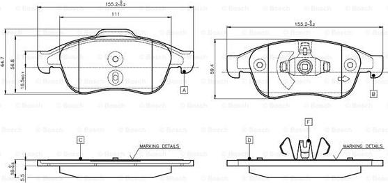 BOSCH 0 986 TB3 116 - Bremžu uzliku kompl., Disku bremzes ps1.lv