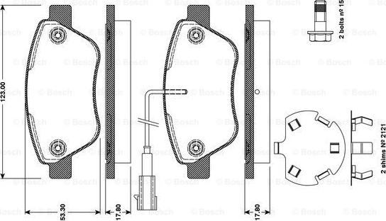 BOSCH 0 986 TB3 111 - Bremžu uzliku kompl., Disku bremzes ps1.lv