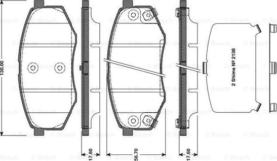 BOSCH 0 986 TB3 113 - Bremžu uzliku kompl., Disku bremzes ps1.lv