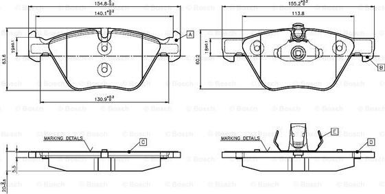 BOSCH 0 986 TB3 136 - Bremžu uzliku kompl., Disku bremzes ps1.lv