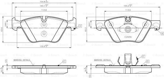 BOSCH 0 986 TB3 138 - Bremžu uzliku kompl., Disku bremzes ps1.lv