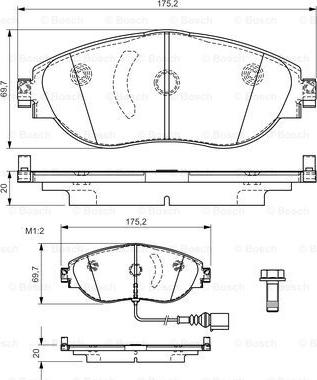 BOSCH 0 986 TB3 175 - Bremžu uzliku kompl., Disku bremzes ps1.lv