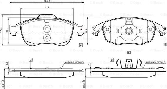 BOSCH 0 986 TB2 949 - Bremžu uzliku kompl., Disku bremzes ps1.lv