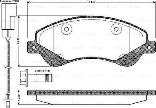 BOSCH 0 986 TB2 952 - Bremžu uzliku kompl., Disku bremzes ps1.lv