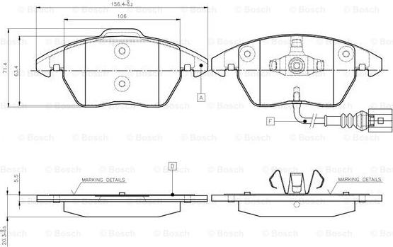 BOSCH 0 986 TB2 457 - Bremžu uzliku kompl., Disku bremzes ps1.lv