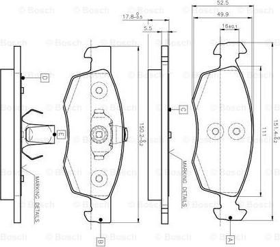 BOSCH 0 986 TB2 541 - Bremžu uzliku kompl., Disku bremzes ps1.lv