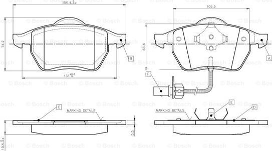 BOSCH 0 986 TB2 673 - Bremžu uzliku kompl., Disku bremzes ps1.lv