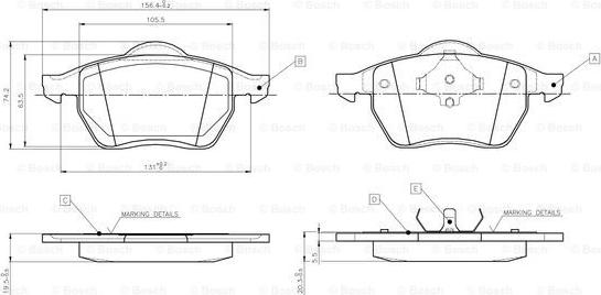 BOSCH 0 986 TB2 672 - Bremžu uzliku kompl., Disku bremzes ps1.lv