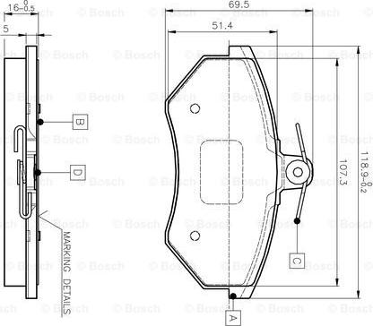 BOSCH 0 986 TB2 004 - Bremžu uzliku kompl., Disku bremzes ps1.lv