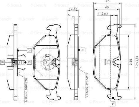 BOSCH 0 986 TB2 143 - Bremžu uzliku kompl., Disku bremzes ps1.lv