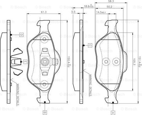 BOSCH 0 986 TB2 812 - Bremžu uzliku kompl., Disku bremzes ps1.lv