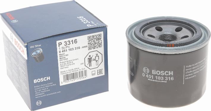 BOSCH 0 451 103 316 - Eļļas filtrs ps1.lv