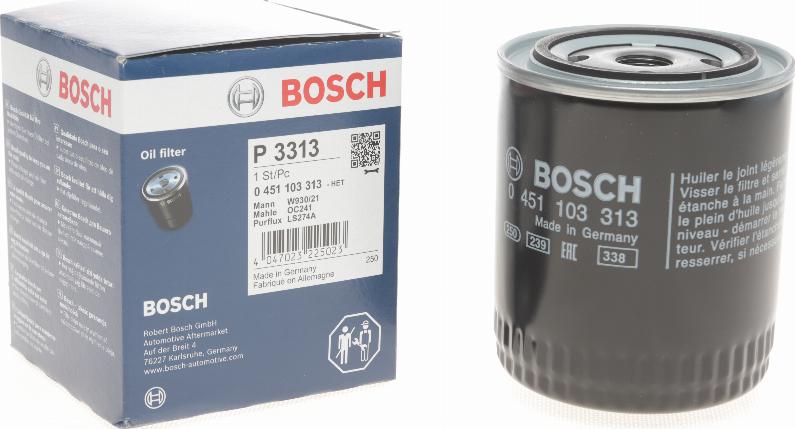 BOSCH 0 451 103 313 - Eļļas filtrs ps1.lv