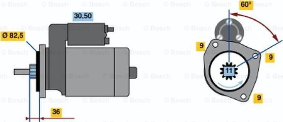 BOSCH 0 001 108 099 - Starteris ps1.lv