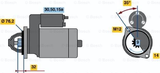 BOSCH 0 986 019 200 - Starteris ps1.lv