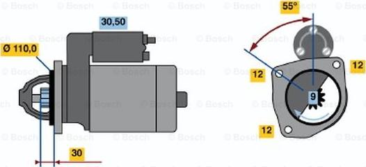 BOSCH 0 986 022 550 - Starteris ps1.lv