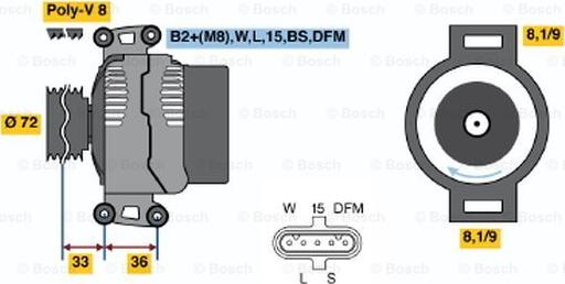 BOSCH 0 124 555 008 - Ģenerators ps1.lv