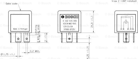 BOSCH 0 332 015 006 - Relejs, Darba strāva ps1.lv