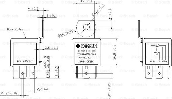 BOSCH 0 332 015 002 - Relejs, Darba strāva ps1.lv