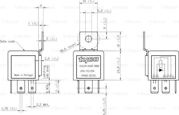 BOSCH 0 332 204 212 - Relejs, Darba strāva ps1.lv