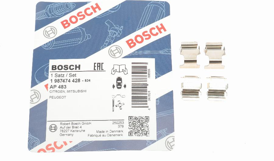 BOSCH 1 987 474 428 - Piederumu komplekts, Disku bremžu uzlikas ps1.lv