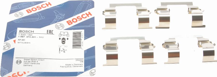 BOSCH 1 987 474 231 - Piederumu komplekts, Disku bremžu uzlikas ps1.lv