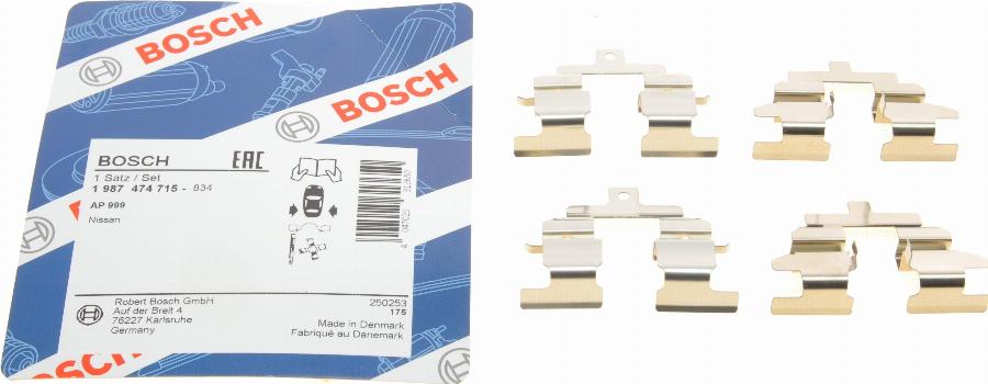 BOSCH 1 987 474 715 - Piederumu komplekts, Disku bremžu uzlikas ps1.lv