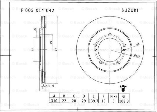 BOSCH F 005 X14 042 - Bremžu diski ps1.lv