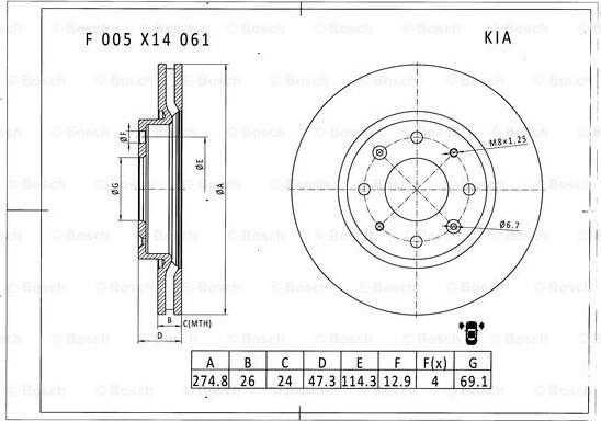 BOSCH F 005 X14 061 - Bremžu diski ps1.lv