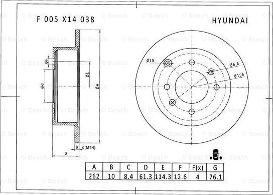 BOSCH F 005 X14 038 - Bremžu diski ps1.lv