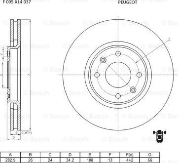 BOSCH F 005 X14 037 - Bremžu diski ps1.lv