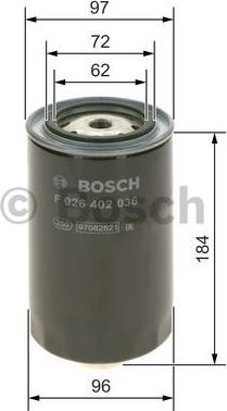 BOSCH F 026 402 036 - Degvielas filtrs ps1.lv